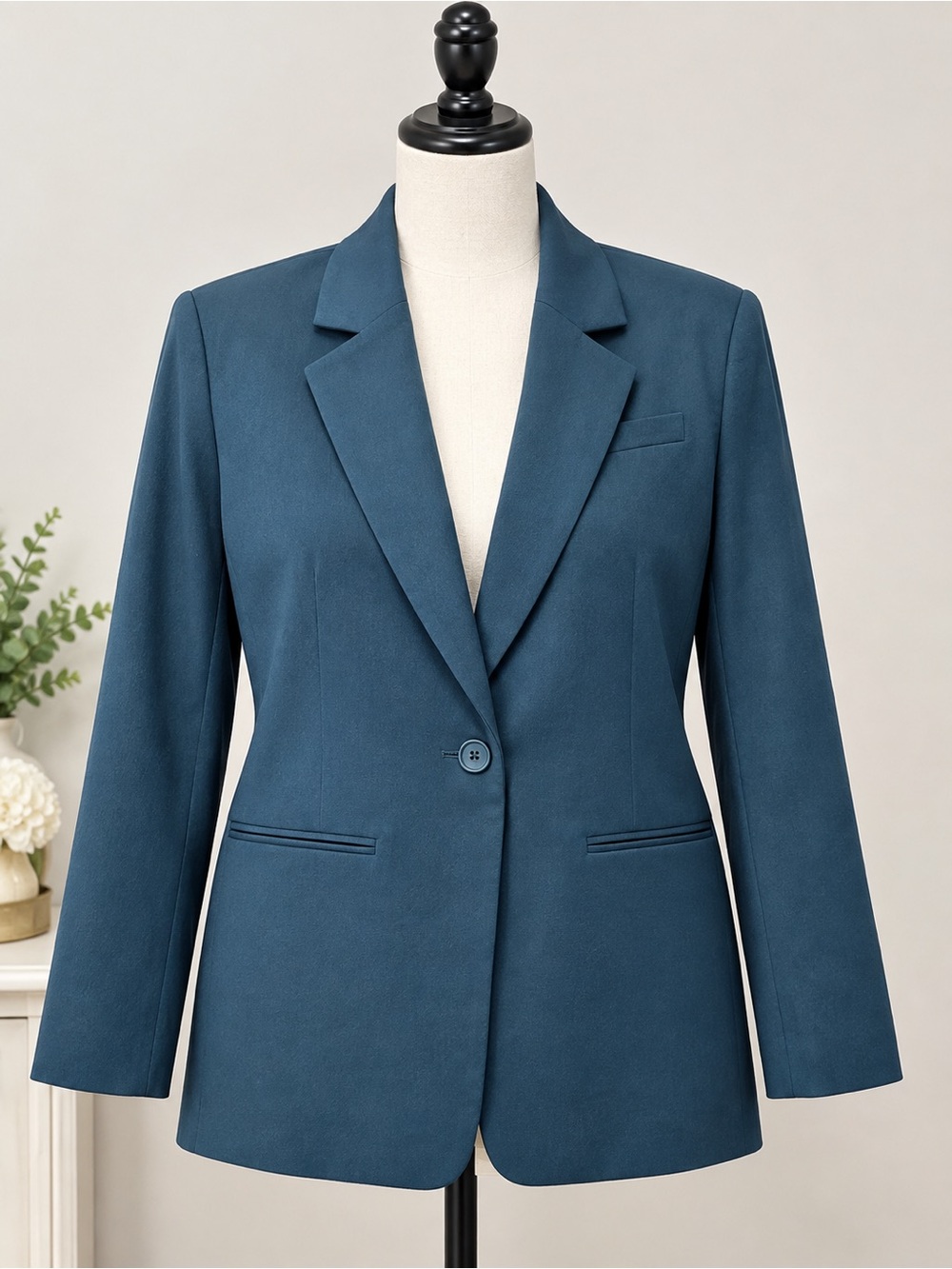 W by Worth Blue Single-Button Blazer Jacket